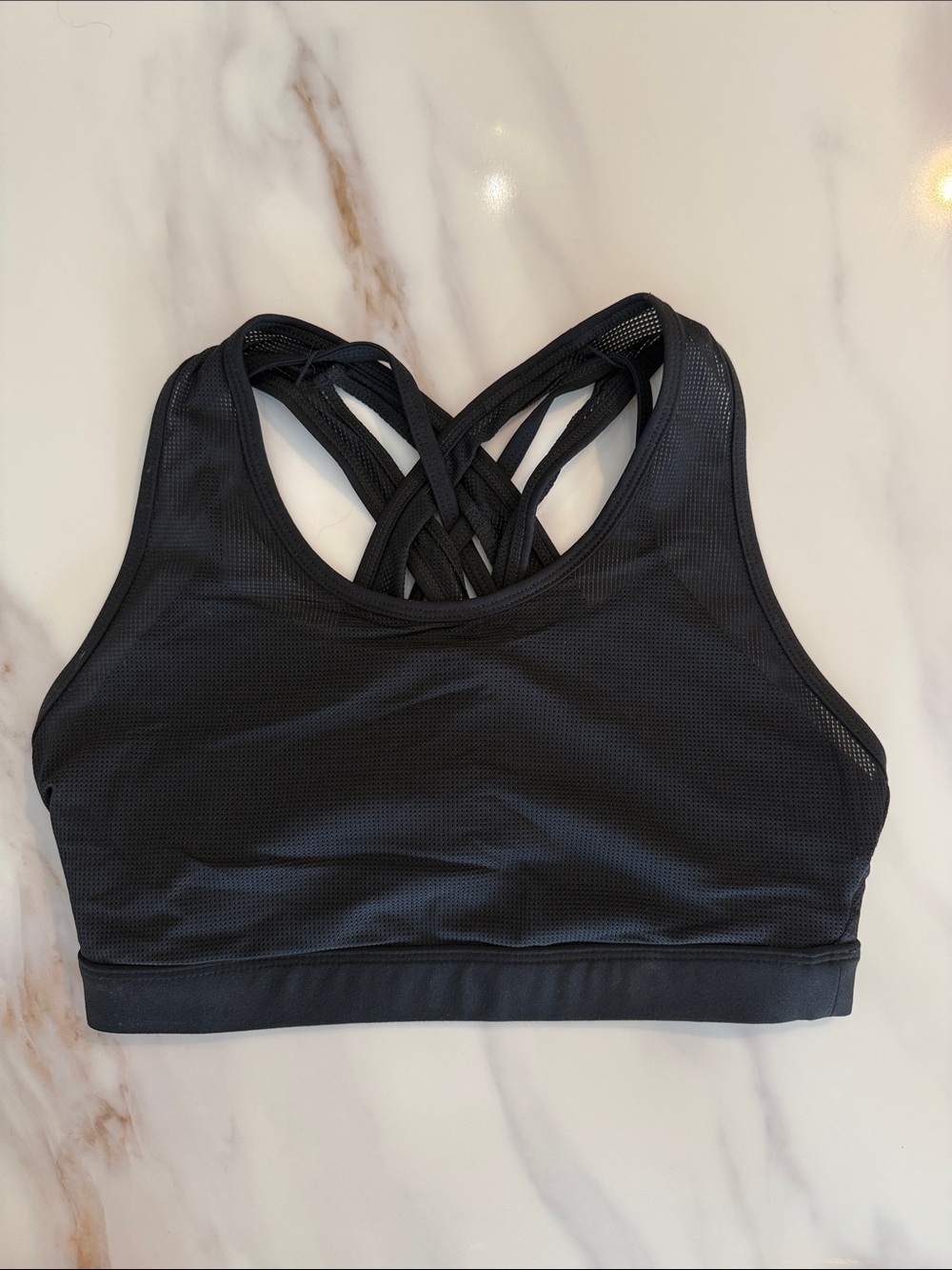 Fabletics Faye High Impact Sports Bra Medium Black Mesh